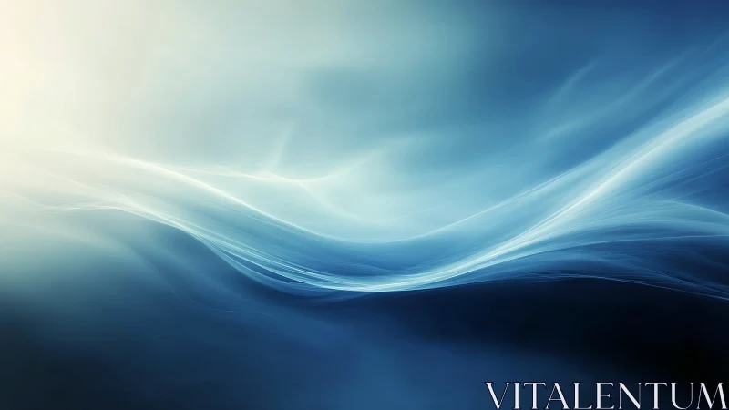 Luminous blue energy waves flow through a tranquil void.