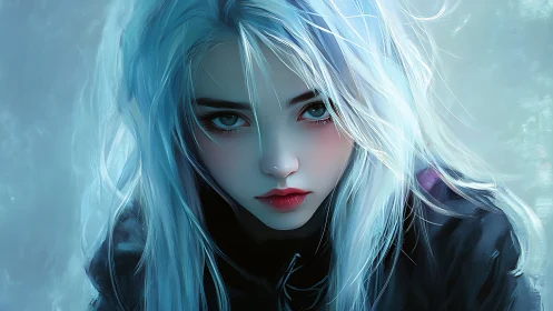 Frost-bright gaze of a silver-haired daydreamer.