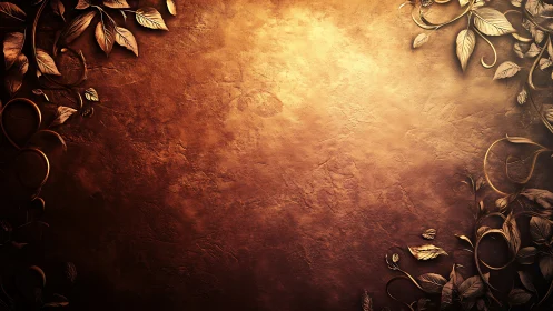 Copper dusk vines curl across a glowing vintage wall.