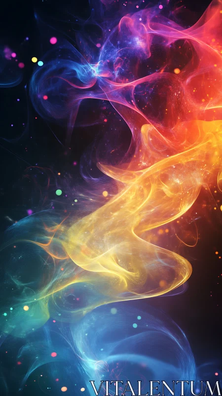 Prismatic light streams swirl through deep cosmic void