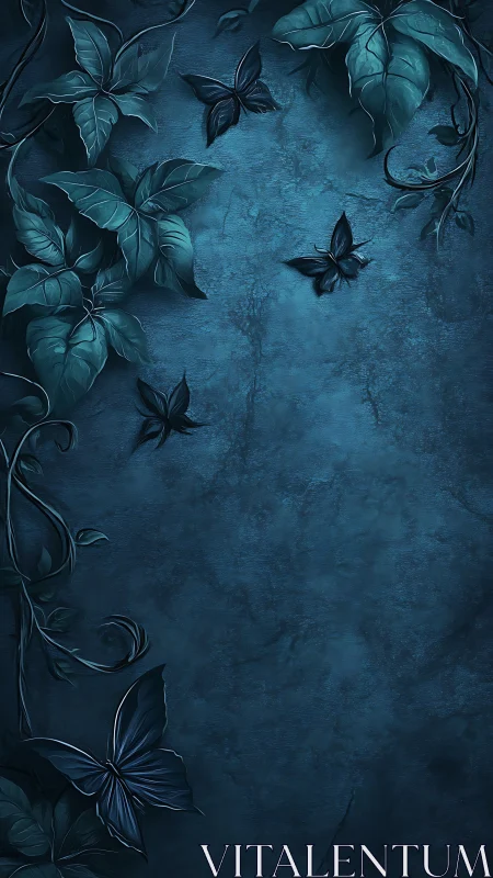 Midnight ivy climbs as obsidian butterflies quietly shimmer.