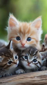 Kittens Group Portrait. Blue-Eyed Felines.