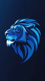 Blue stylized lion head illustration uses layered gradients