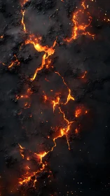 Lava Flow Network on Darkened Surface.