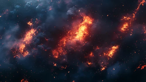 Cosmic Nebula Explosion: Fiery Starburst in Deep Space.