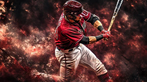 Dynamic digital painting freezes a power hitter mid-swing