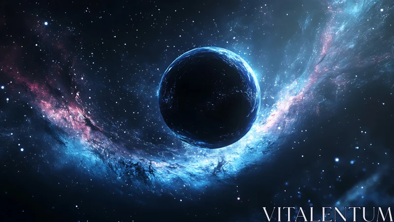 Exoplanet silhouette within luminous galactic nebular ring