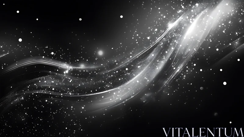 Monochrome stellar flow with luminous particle streams.