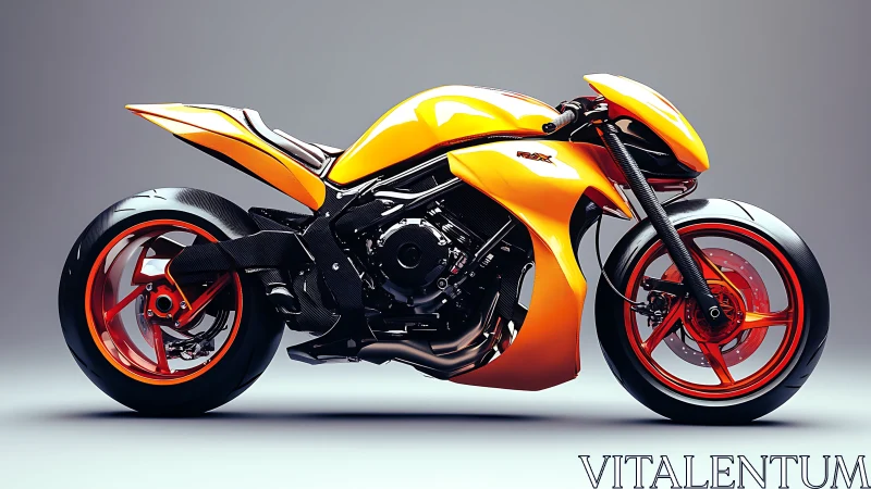 Sleek orange sport motorcycle glows with dynamic modern style