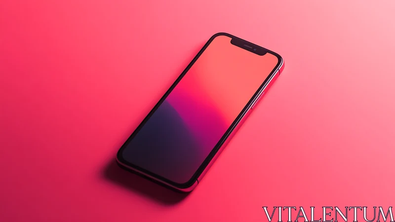 Modern Smartphone Against Gradient Pink Background.