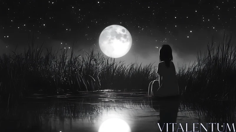 Moonlit river keeps quiet company with a sleepless dreamer