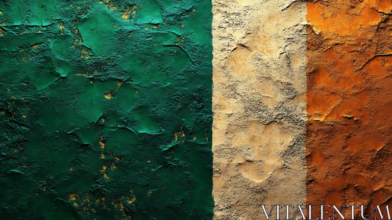 Textured tricolor wall evokes Irish flag with rich patina.