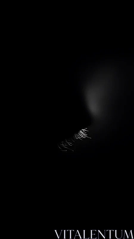 Silver eyelashes drift like falling comets through shadow