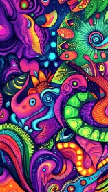 Multicolored abstract organic forms occupy the entire frame