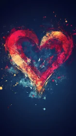 Glowing heart shape rendered with particle effects and luminous color gradation.