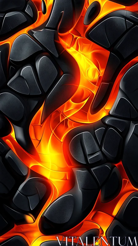 Lava Chambers Glow. Abstract 3D Fire Texture.