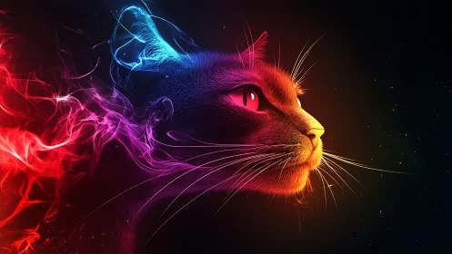Neon Dreams: A Cat's Glow.