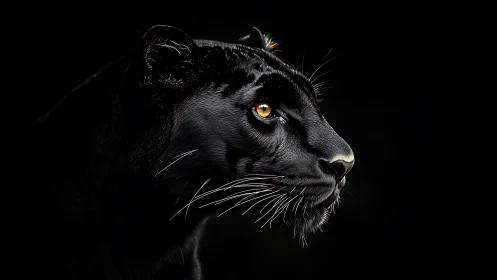 Black Panther Portrait with Golden Eyes: High-Contrast Study.