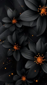 Black Petals with Luminous Orange Stamens.
