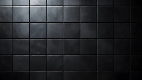 Black tiled wall surface shows uniform grid and subtle lighting