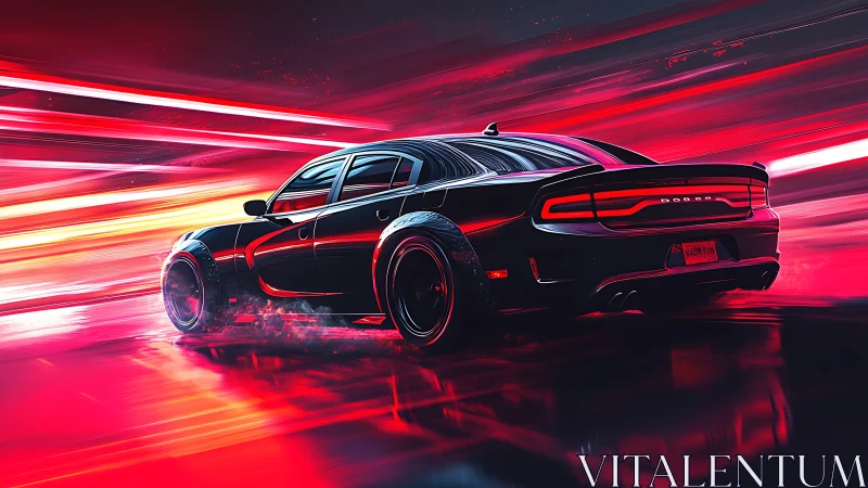 Neon night charger slashes through rivers of electric speed