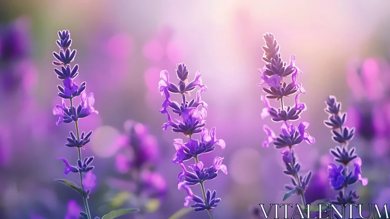 Purple Lavender Dreams in Soft Bokeh Haze.