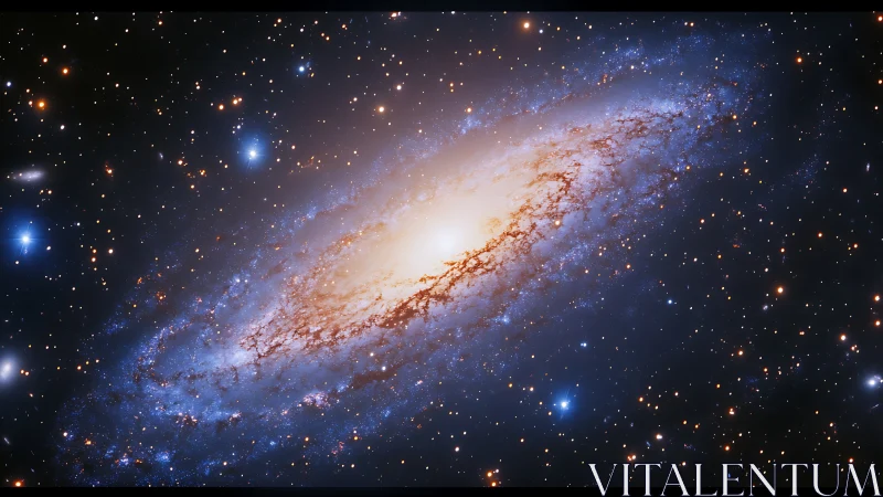 Gentle spiral galaxy glowing softly in a starry night sky.