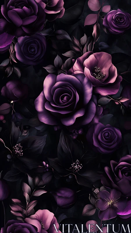 Volumetric Purple Floral Composition with Dramatic Chiaroscuro Rendering