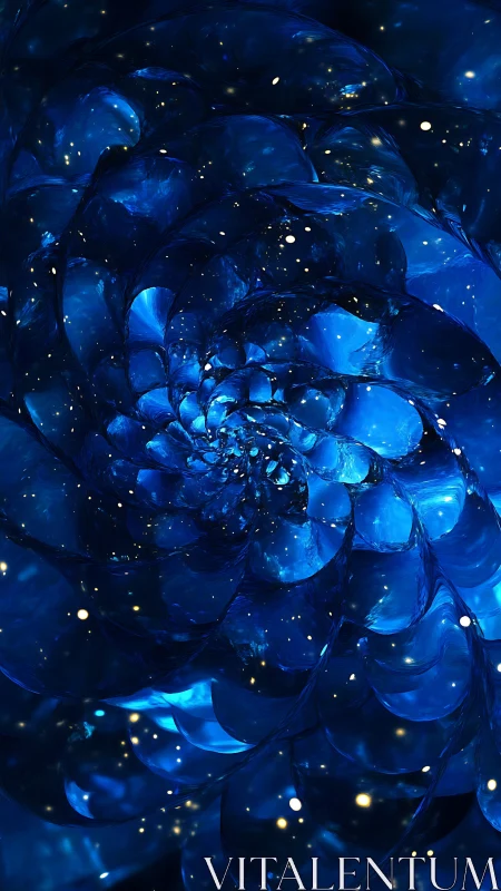 Spiraling sapphire nebula shells in luminous deep space.