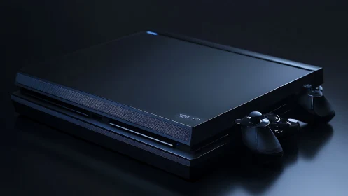 Xbox One Gaming Console with Controller on Dark Surface