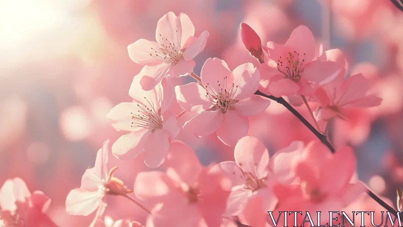 Cherry Blossom Inflorescence Cluster with Bokeh Depth