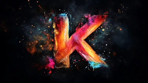 Chromatic turbulence around a textured letter K form field.