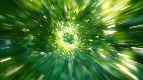 Vivid green abstract burst with radial light motion effect.