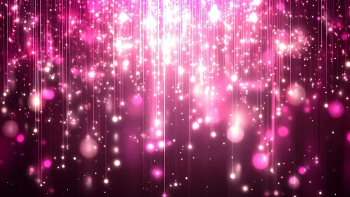 Sparkling Pink Light Trails and Bokeh Abstract Background Art.