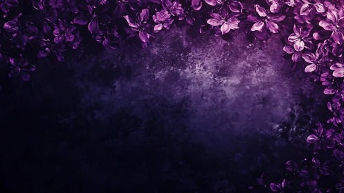 Purple Blossoms Border Deep Velvet Canvas Mysteriously