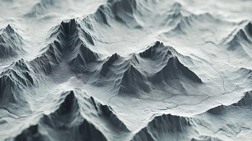 Procedural grayscale mountain terrain rendered with fine relief.