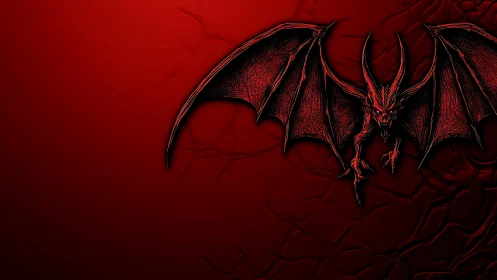 Crimson winged demon slicing through a burning velvet void.