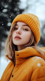 Golden winter calm with a softly glowing snowfall portrait.