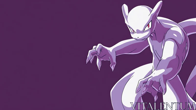 Mysterious psychic creature reaching out on deep purple.