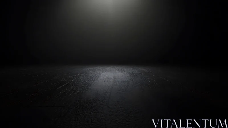 Single overhead spotlight defines textured stage floor plane