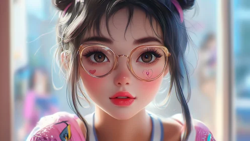 Heart-glass daydreams with a bright city cafe glow.