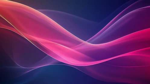 Glowing pink light waves drift gently across a deep blue space