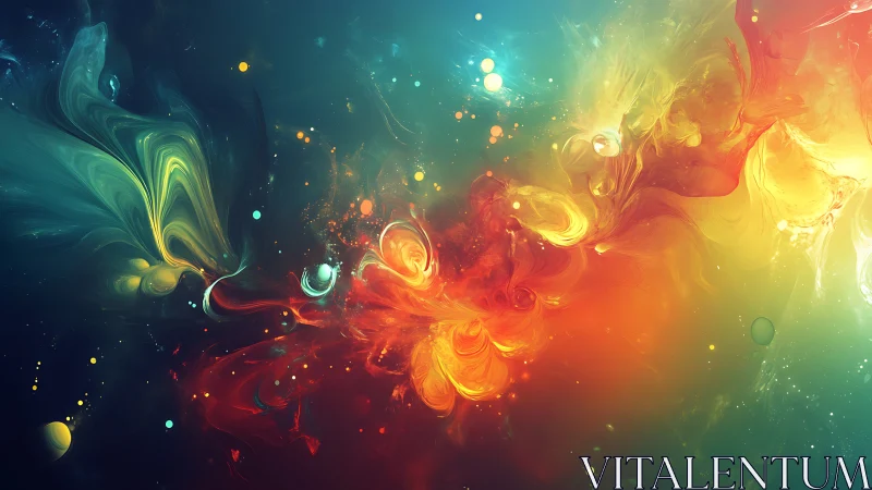 Cosmic color nebula swirls through luminous abstract space.