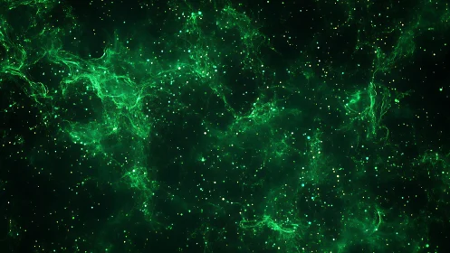 Emerald starlit nebula drifting through quiet cosmic night.