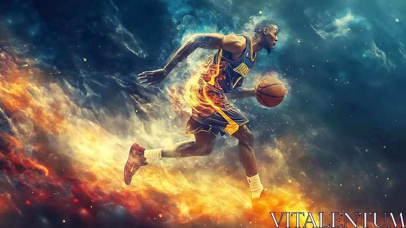 Flaming court sprint turns a lone baller into cosmic comet