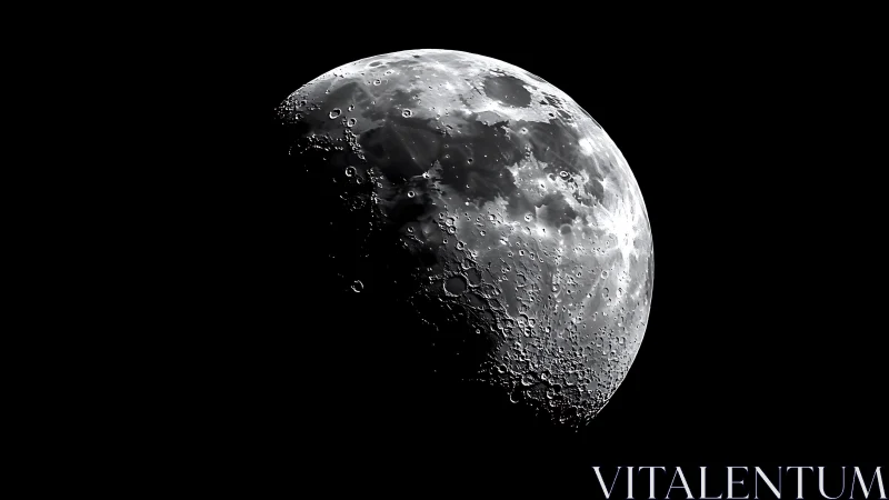 First quarter moon reveals razor-sharp crater shadows.