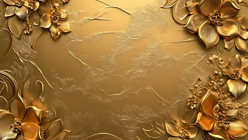 Gilded Relief Florals in High-Relief 3D Relief Composition