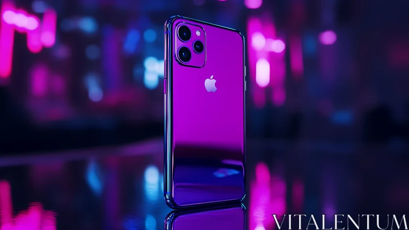 Neon-Lit iPhone 11 Pro in Vibrant Cyberpunk Setting.