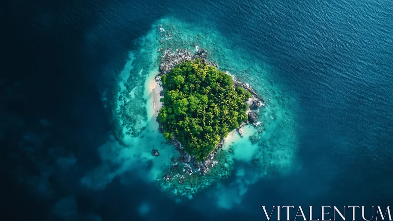 Tropical Island Sanctuary Aerial Vista with Verdant Canopy.