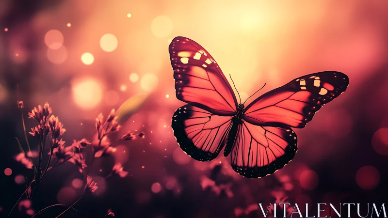 Velvet dusk butterfly drifting through ember-kissed dreams.